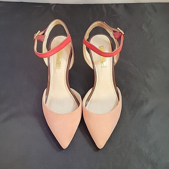 LOUISE ET CIE LOW ESPERANCE LEATHER SUEDE ANKLE STRAP HEELS - Picture 3 of 15